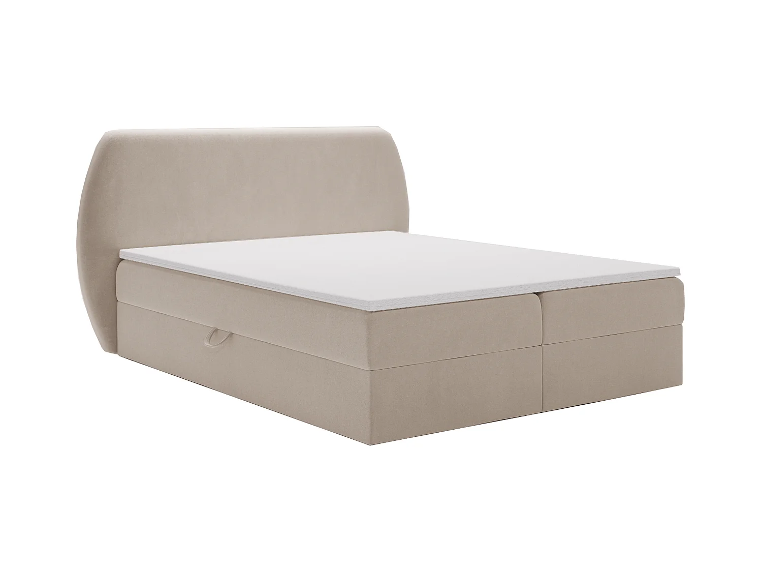 Lit adulte 180x200 cm Cartagena - Lit capitonné avec Rangement, Matelas H3 - Lit double Beige (Komodo 11)