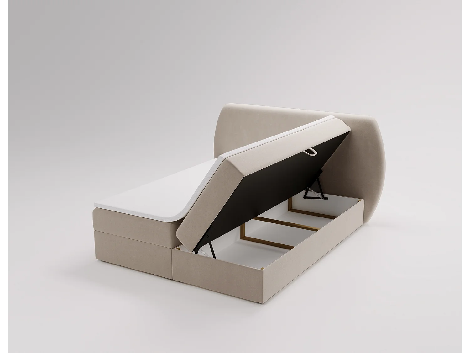 Lit adulte 180x200 cm Cartagena - Lit capitonné avec Rangement, Matelas H3 - Lit double Beige (Komodo 11)