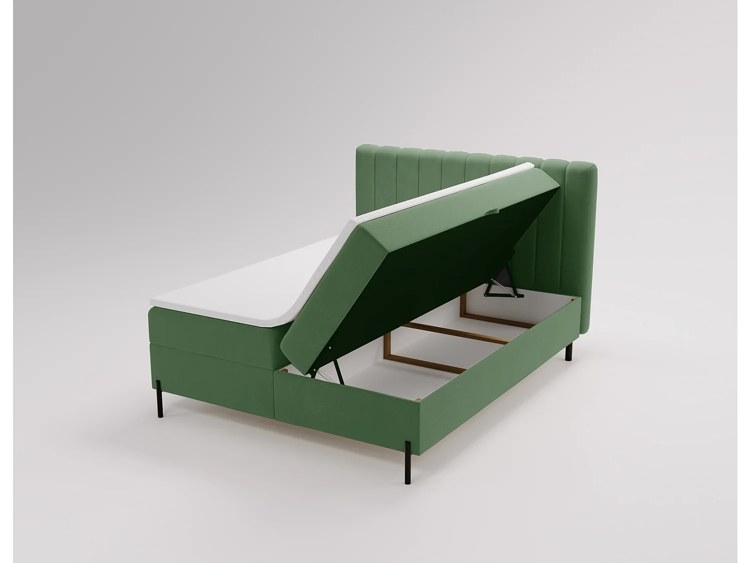Lit adulte 160 x 200 Florence Box - Lit avec Rangement et Matelas Ressorts ensachés, Lit Vert (Komodo 61)