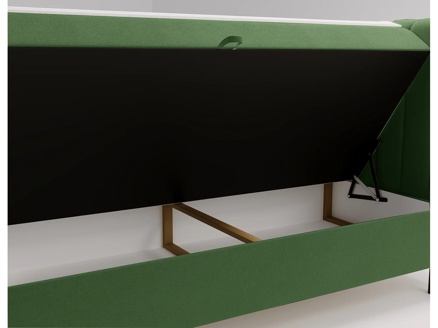 Tweepersoonsbed 160x200 Florence Box, gestoffeerd bed met opbergruimte - bed met matras en topper, vert (Komodo 61)