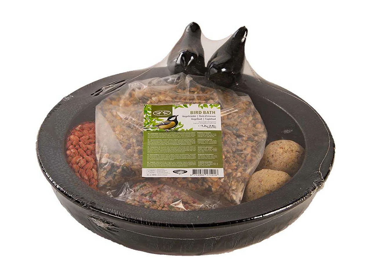 Kit complet bain/mangeoire pour oiseaux avec nourriture d'hiver