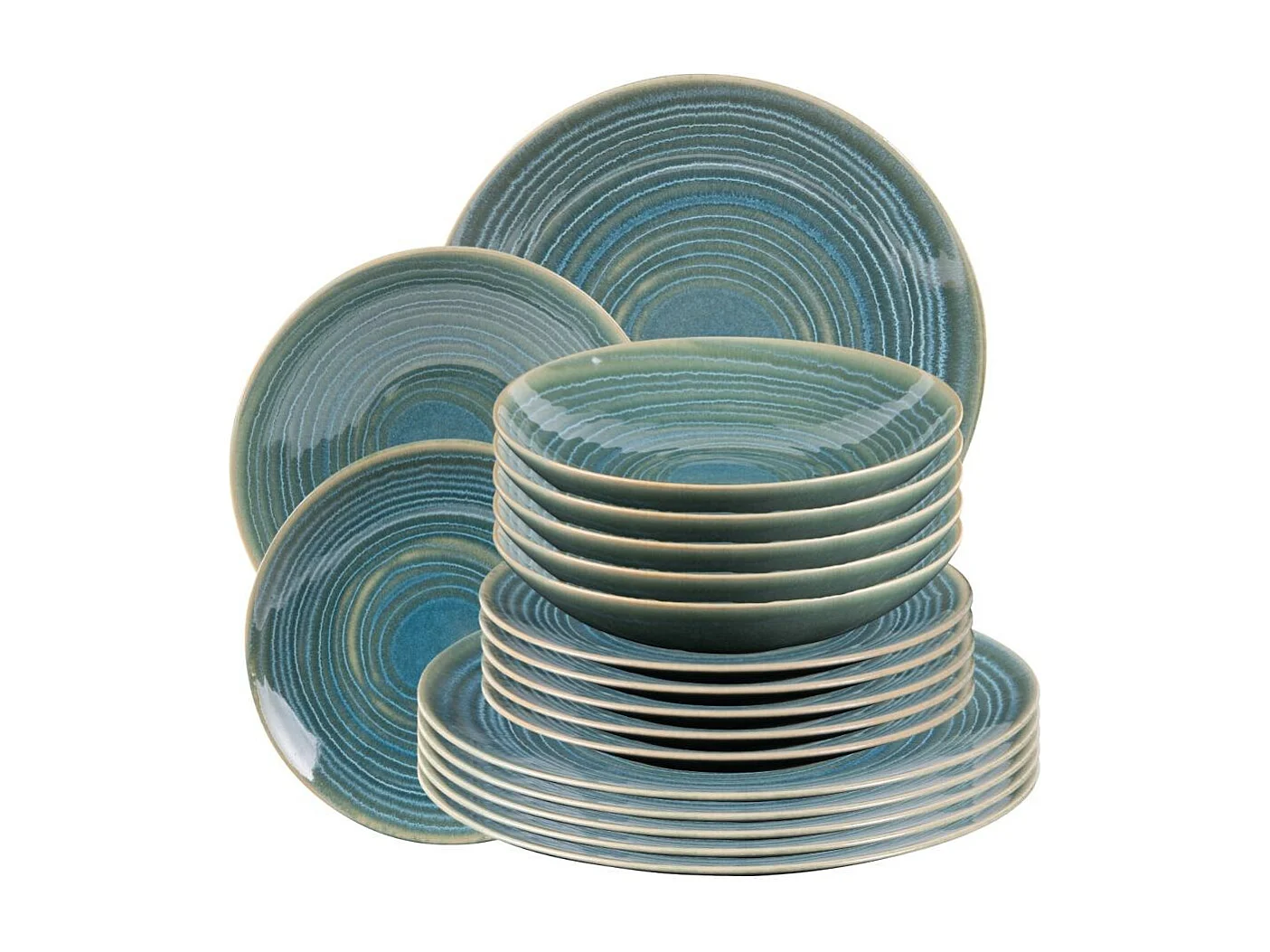 Service d'assiettes 18 pièces Moon lagon