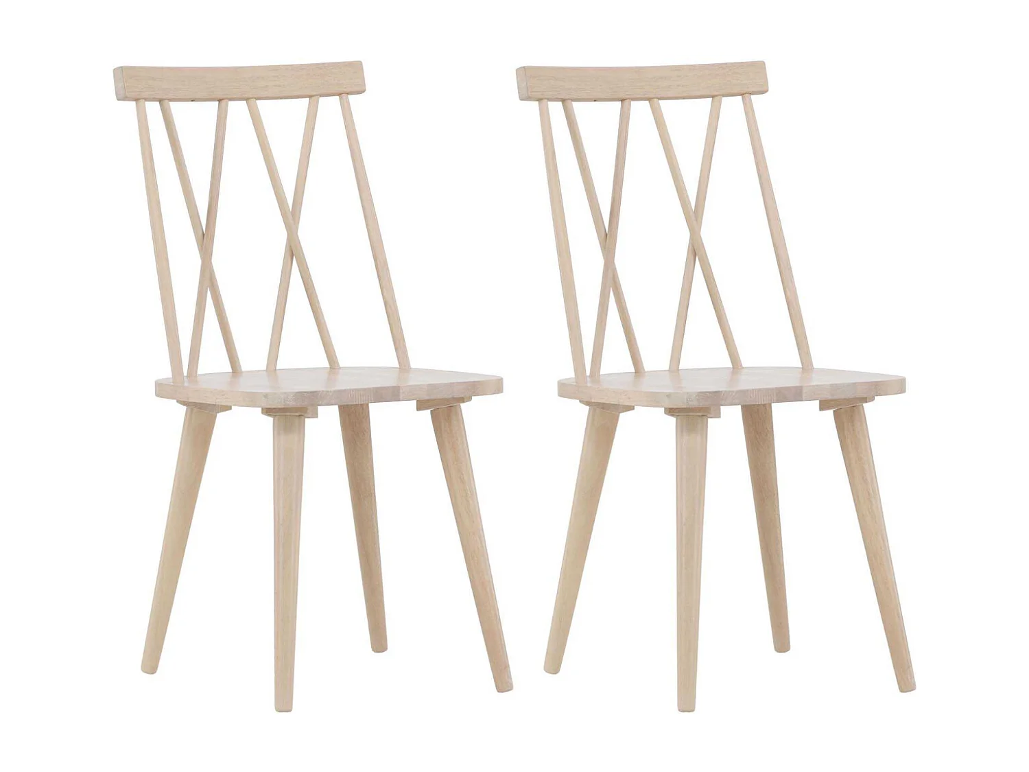 Chaise en bois d'hévéa Mariette (Lot de 2)