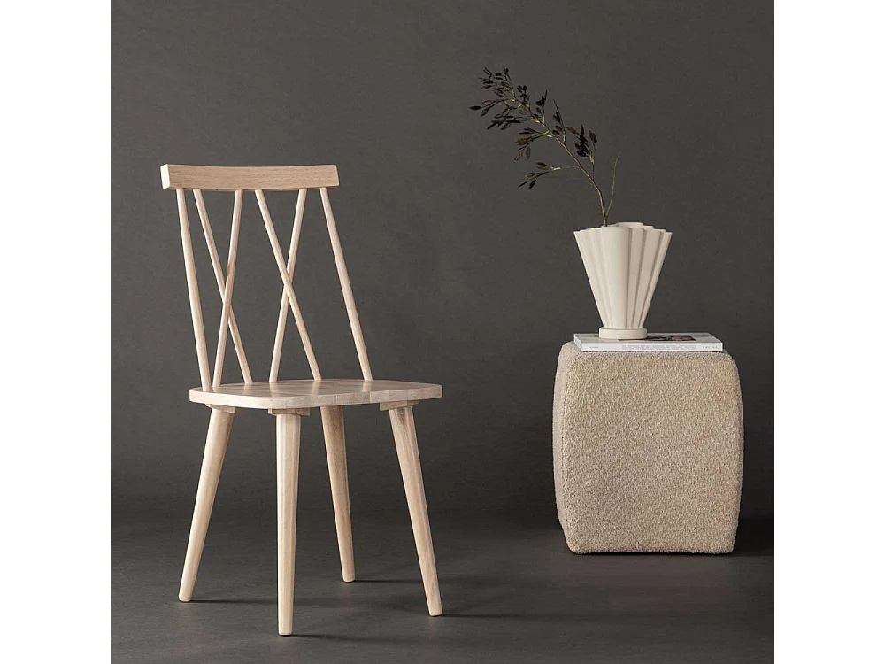 Chaise en bois d'hévéa Mariette (Lot de 2)