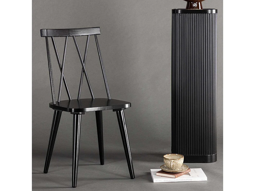 Chaise en bois d'hévéa Mariette (Lot de 2)