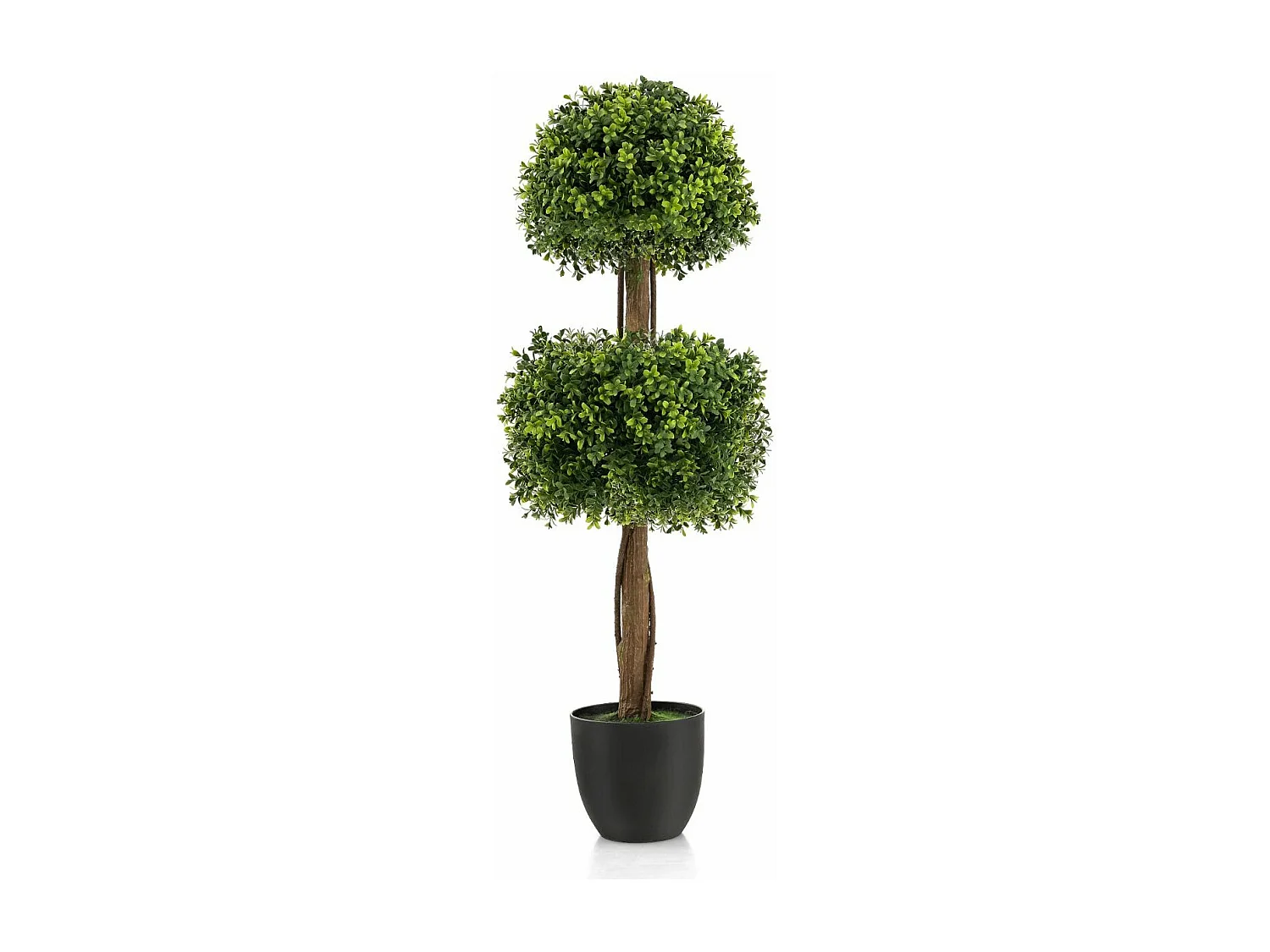 Arbre Topiaire en Buis Artificiel, Fausse Plante de Buis avec Pot en Plastique Rempli de Ciment, pour Décoration de Maison Bureau Jardin et Entrée (100 cm)