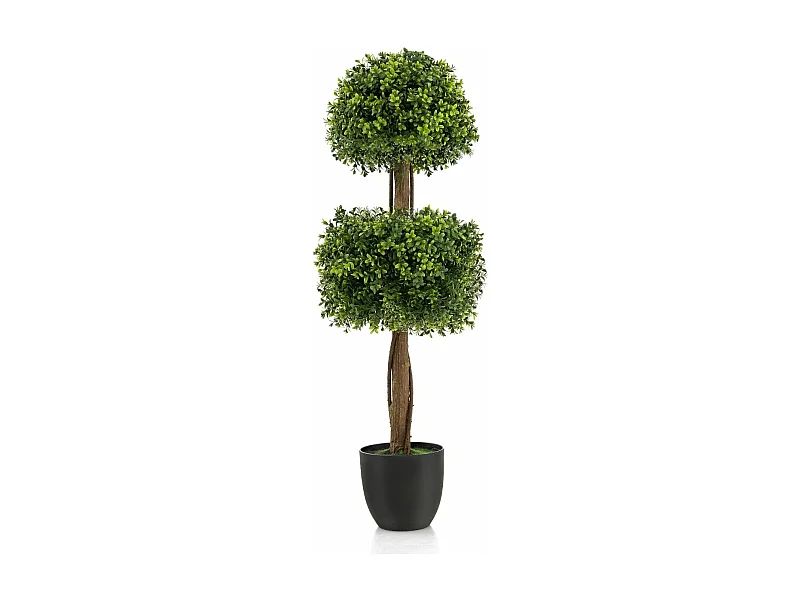 Arbre Topiaire en Buis Artificiel, Fausse Plante de Buis avec Pot en Plastique Rempli de Ciment, pour Décoration de Maison Bureau Jardin et Entrée (100 cm)