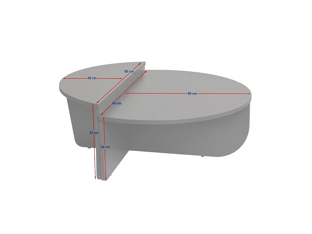 Set of 2 Round Coffee Tables L90 cm - ORION Grey Rectangle Design Melamine Wood