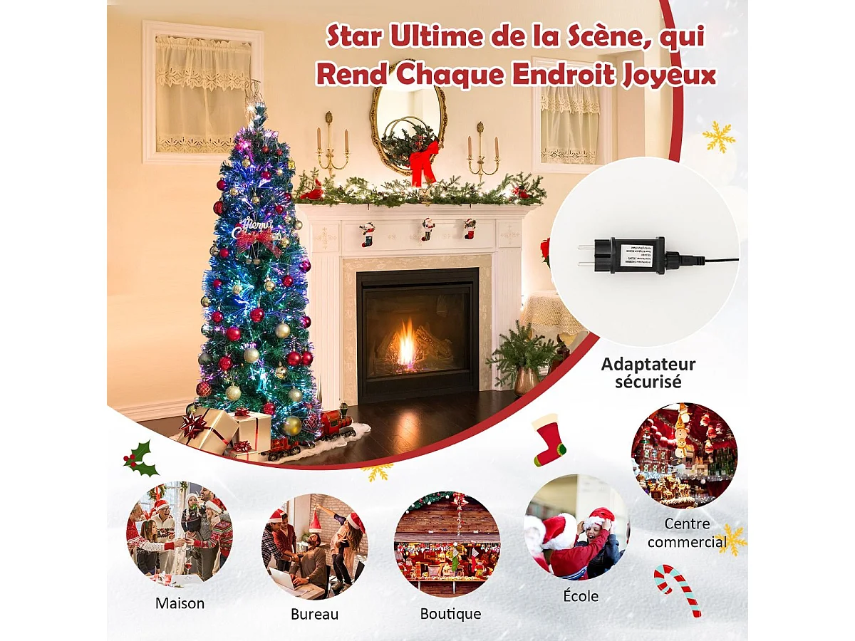 Sapin de noël 150 cm, arbre de noël pré-éclairé fibre optique avec 361 branches (150 cm)