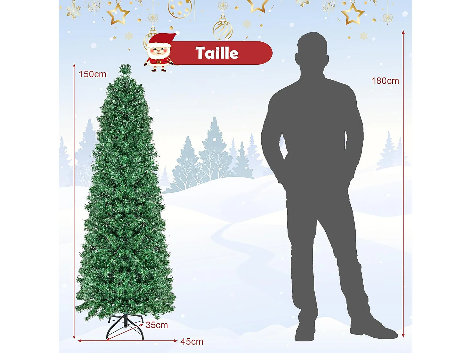 Sapin de noël 150 cm, arbre de noël pré-éclairé fibre optique avec 361 branches (150 cm)