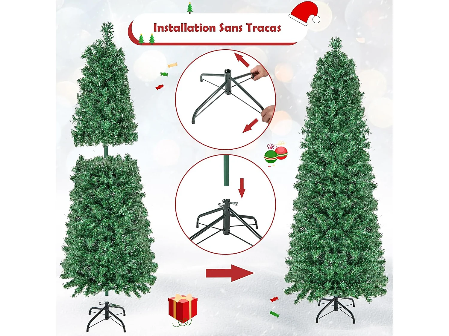 Sapin de noël 150 cm, arbre de noël pré-éclairé fibre optique avec 361 branches (150 cm)