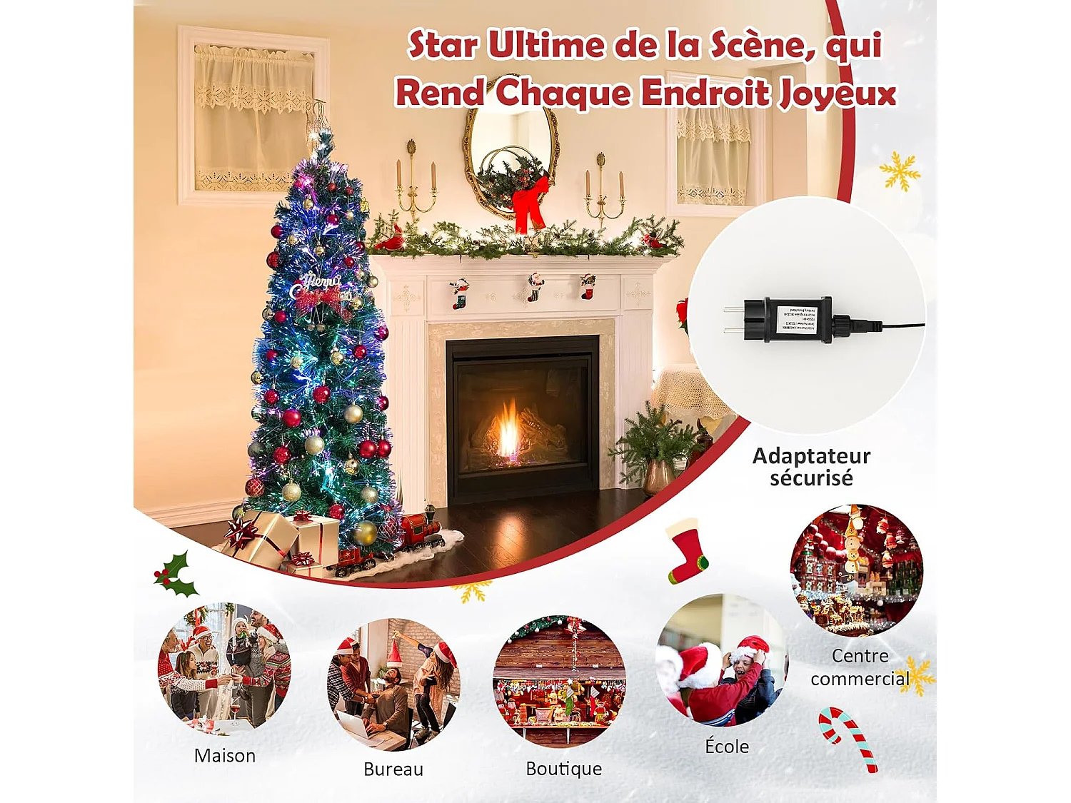 Sapin de noël 150 cm, arbre de noël pré-éclairé fibre optique avec 361 branches (150 cm)