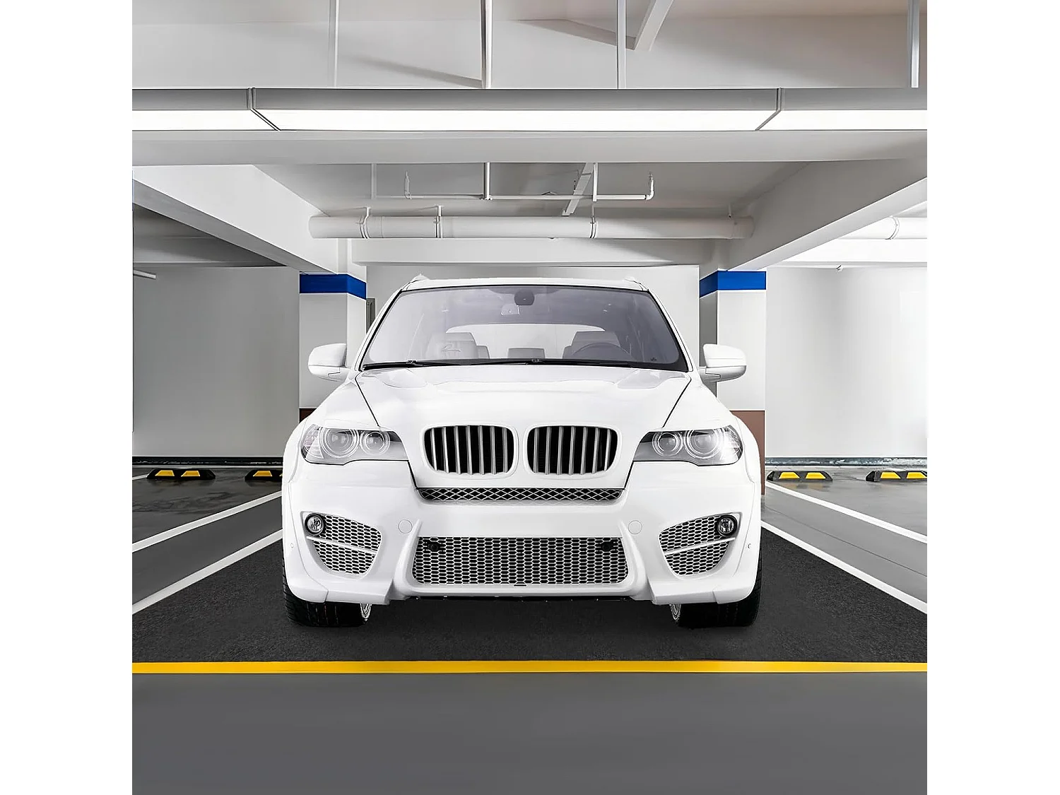 Tapis de Sol pour Garage Imperméable 252,5 x 221 cm, Tapis Antidérapant Voiture Réutilisable et Lavable avec Ruban Adhésif Double Face, pour Motoréparation Automobile, Gris