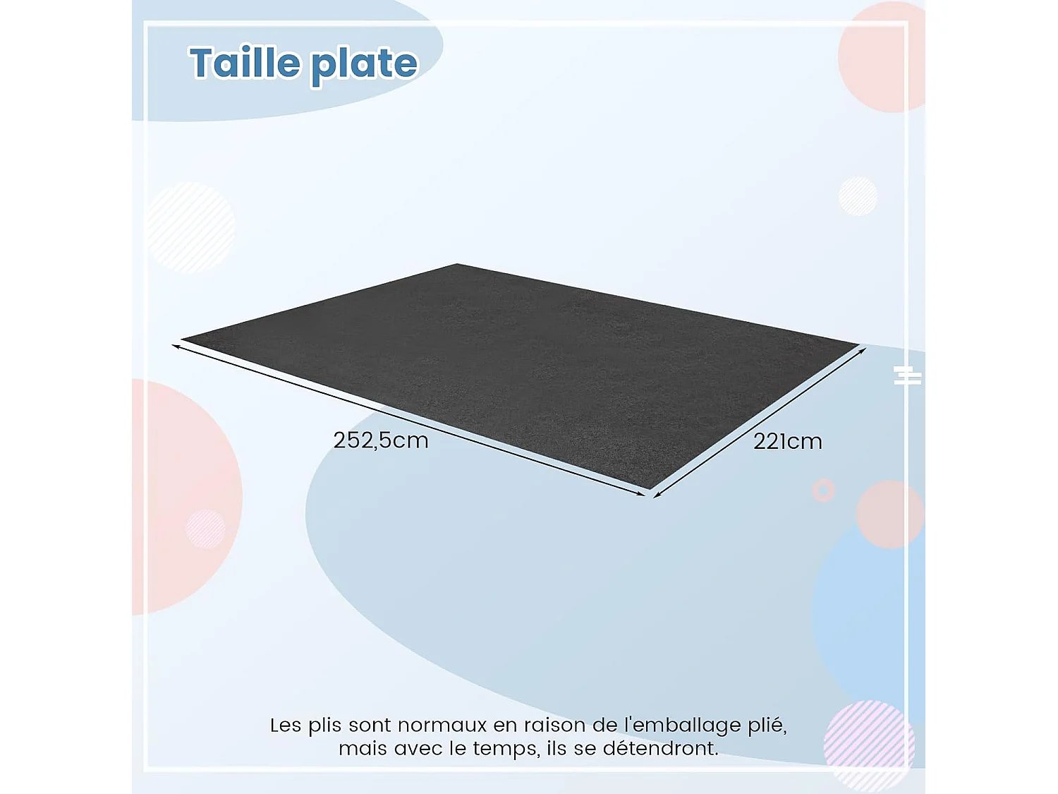 Tapis de Sol pour Garage Imperméable 252,5 x 221 cm, Tapis Antidérapant Voiture Réutilisable et Lavable avec Ruban Adhésif Double Face, pour Motoréparation Automobile, Gris