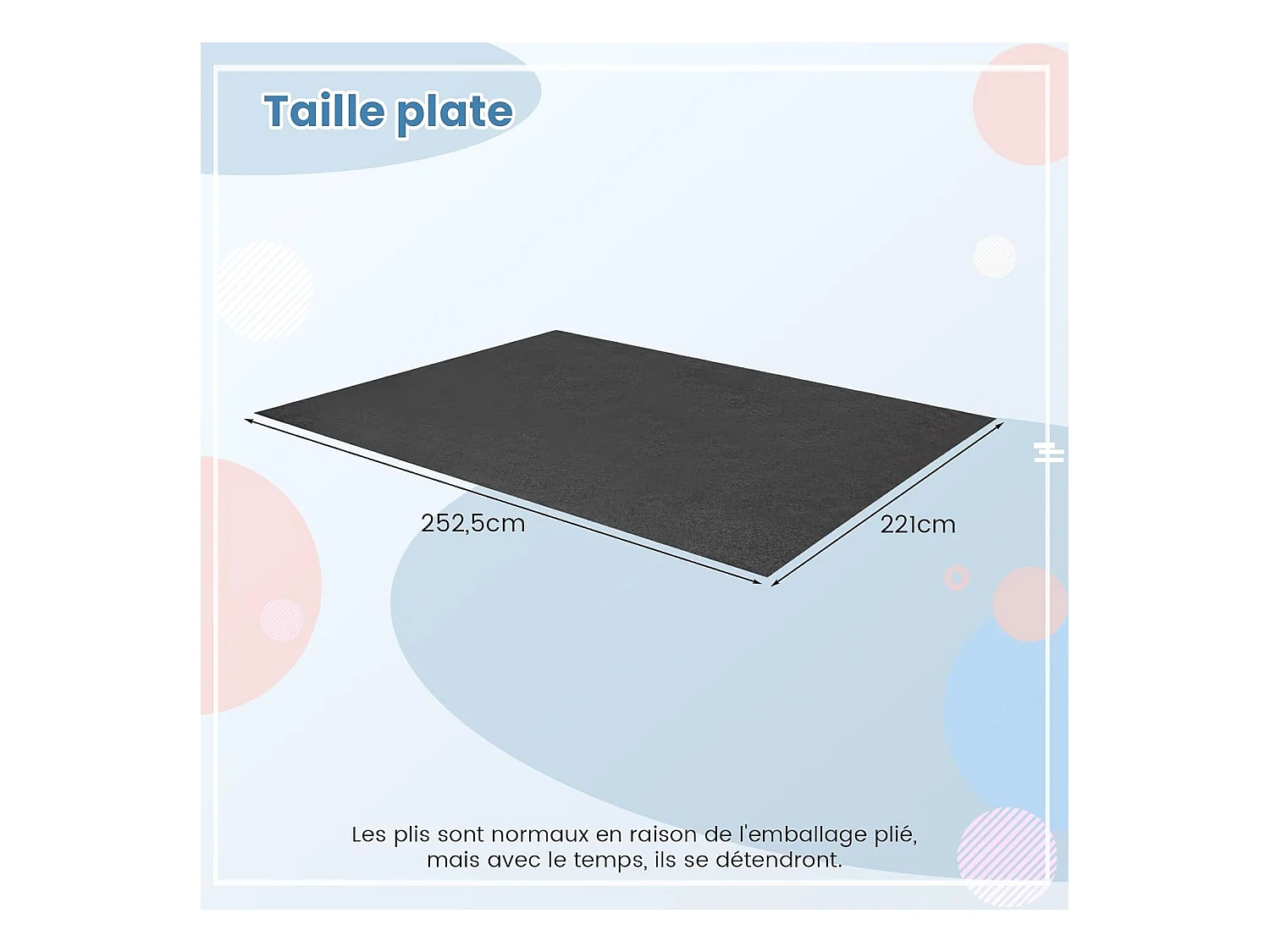 Tapis de Sol pour Garage Imperméable 252,5 x 221 cm, Tapis Antidérapant Voiture Réutilisable et Lavable avec Ruban Adhésif Double Face, pour Motoréparation Automobile, Gris