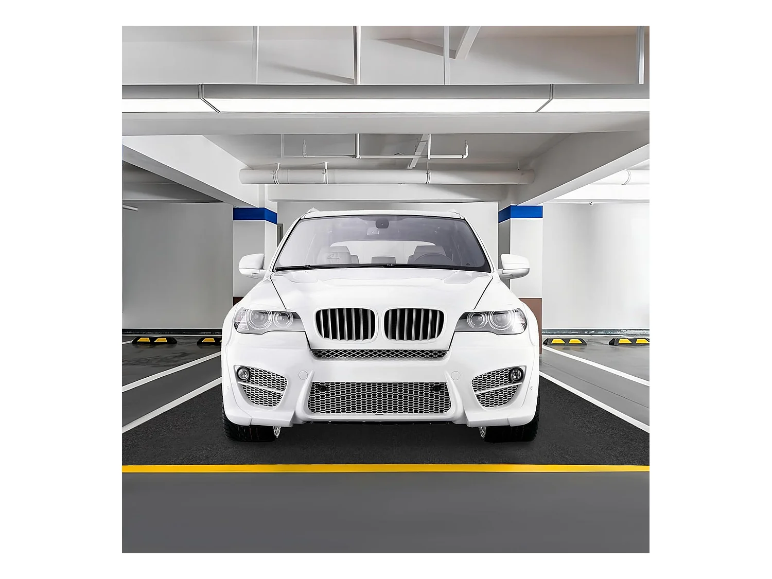 Tapis de Sol pour Garage Imperméable 252,5 x 221 cm, Tapis Antidérapant Voiture Réutilisable et Lavable avec Ruban Adhésif Double Face, pour Motoréparation Automobile, Gris