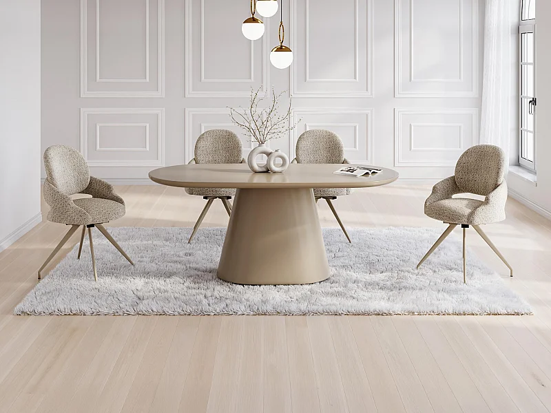 Ensemble table + 4 chaises VALIANA - Taupe et crème
