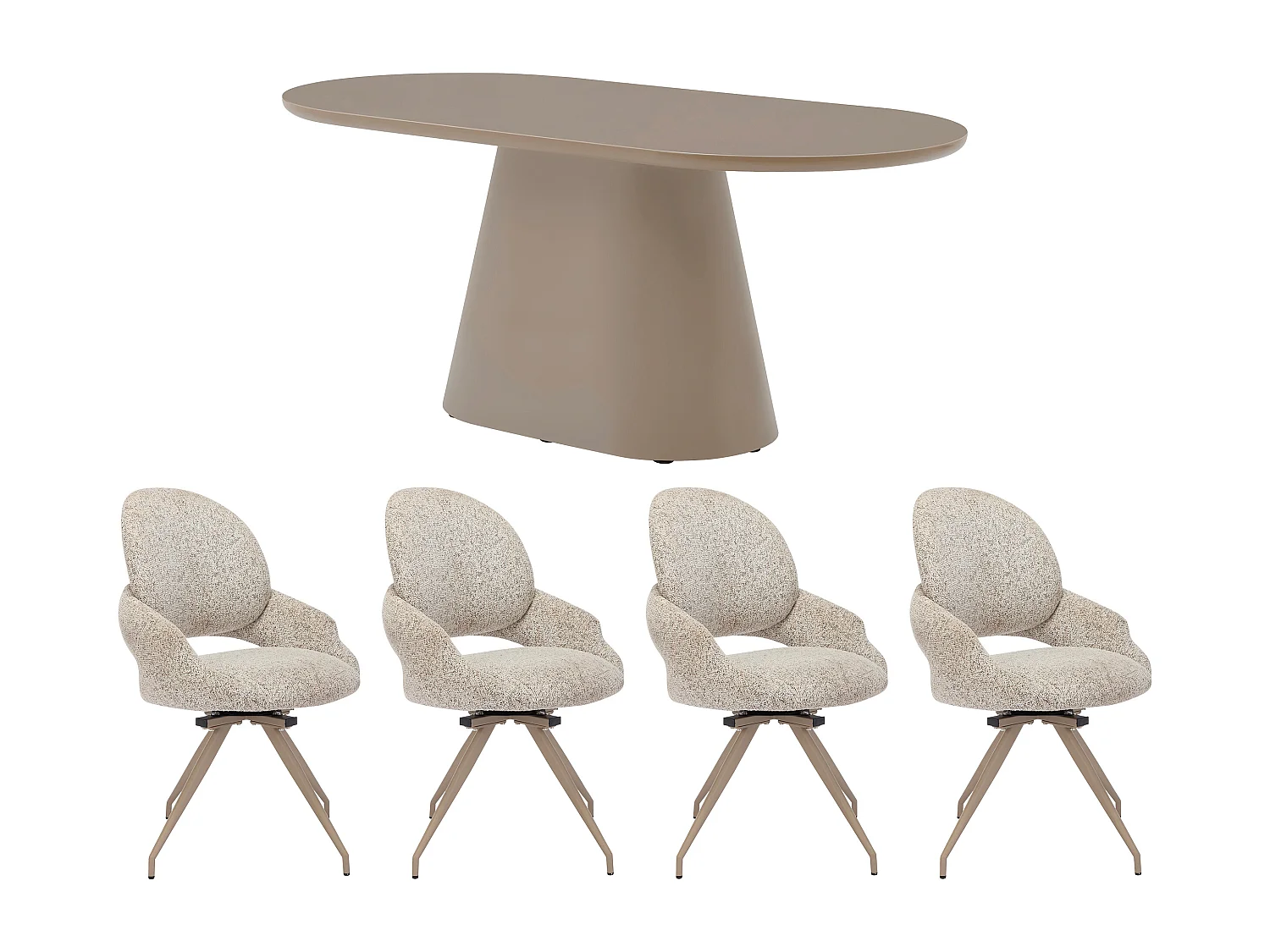 Ensemble table + 4 chaises VALIANA - Taupe et crème