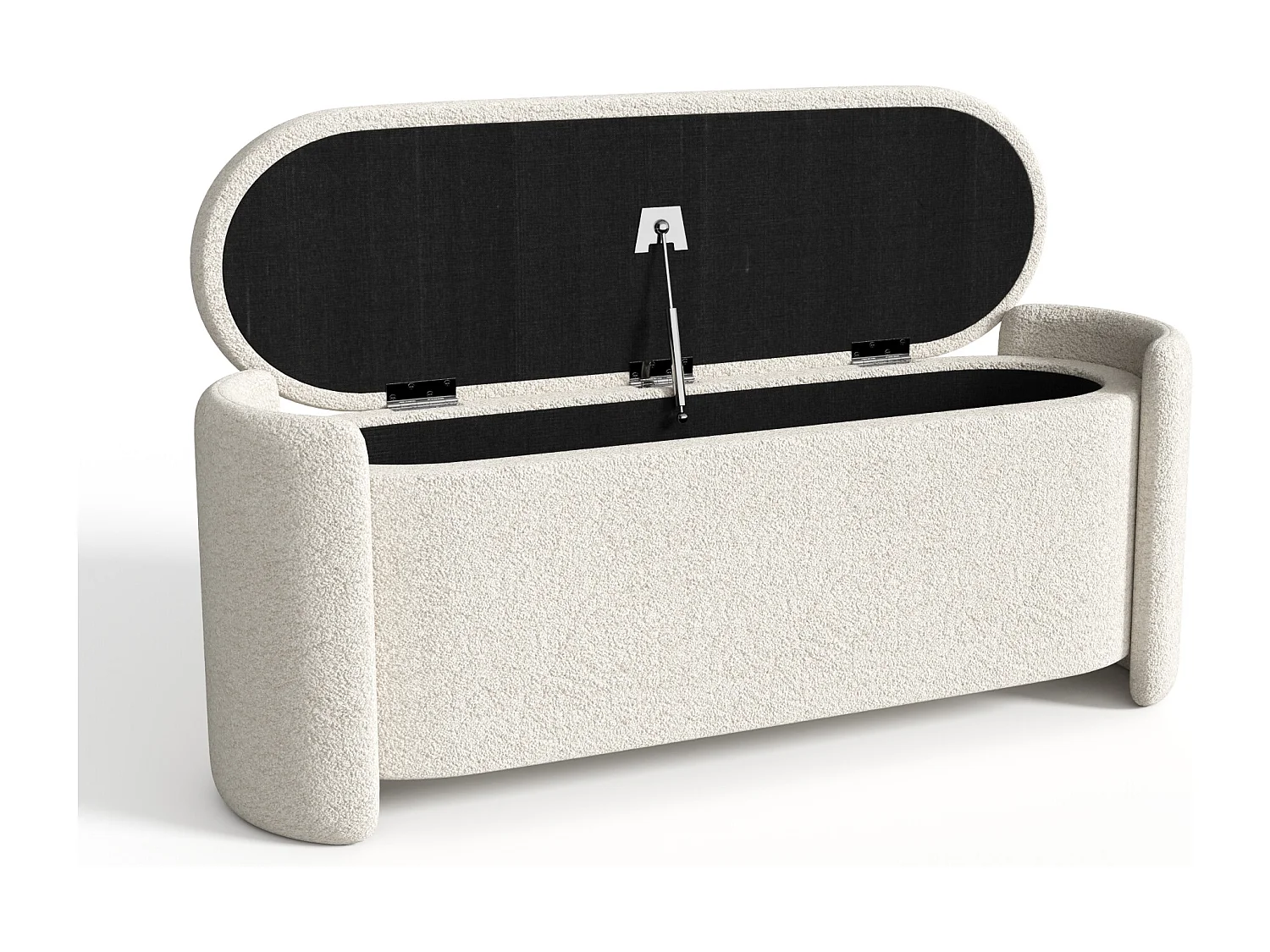 Banc coffre - Tissu bouclette - Blanc cassé - FUNOMI