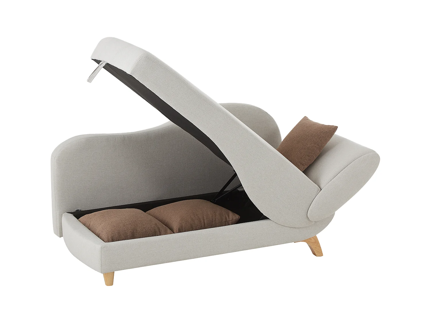 Vänster dagsängsmadrass i beige tyg med förvaringslåda PENELOPE