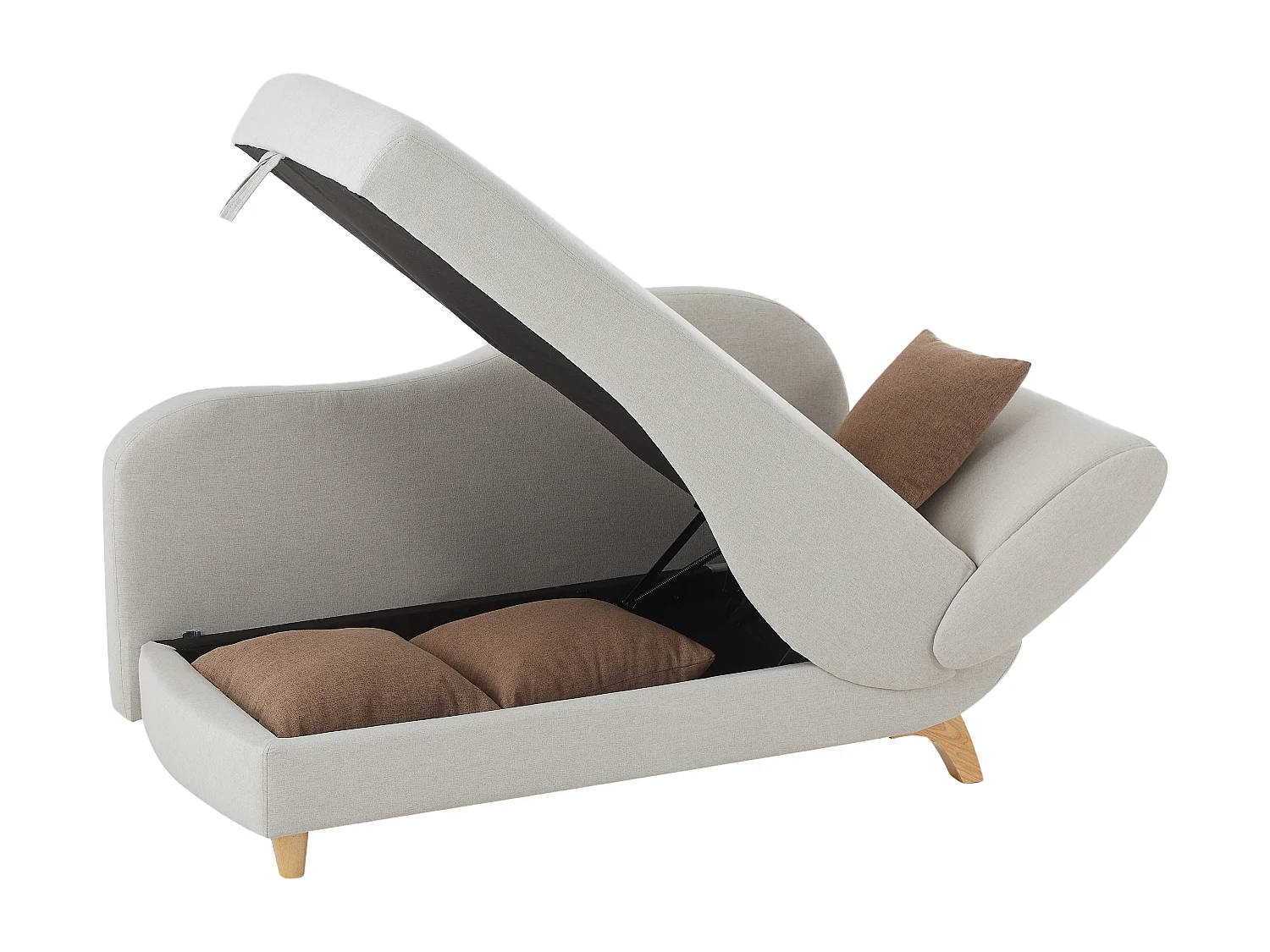 Konverterbar venstre sjeselong med beige trekk og oppbevaringsplass PENELOPE