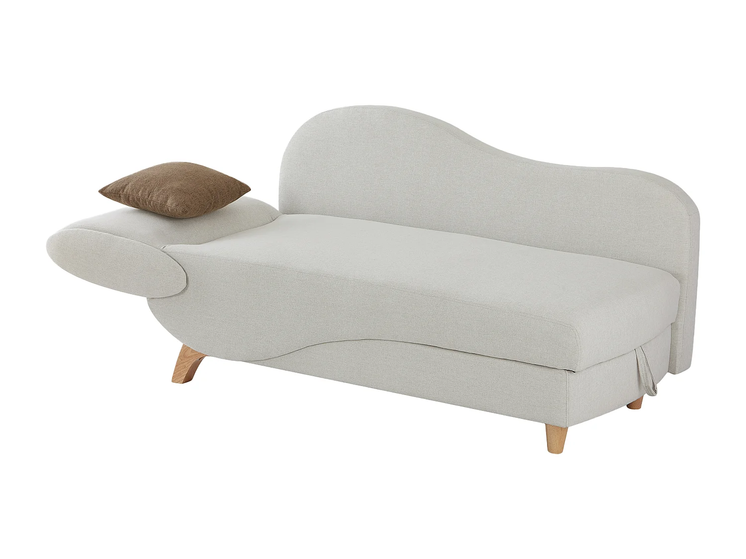 Högerställd bäddsoffa med förvaringsutrymme i beige tyg PENELOPE