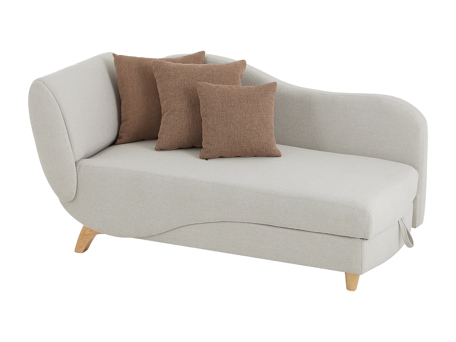 Høyresidig konvertibel chaiselong med oppbevaringsrom i beige stoff PENELOPE