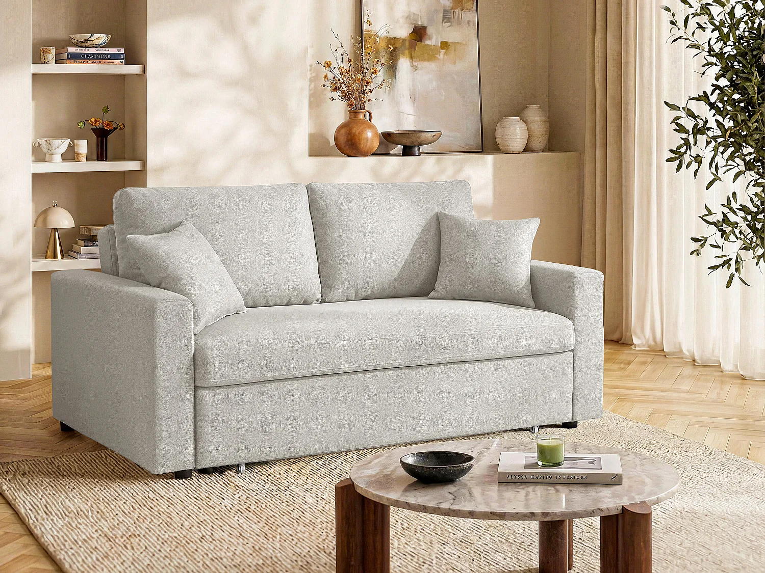 3-personers sovesofa i beige stof INIZOR