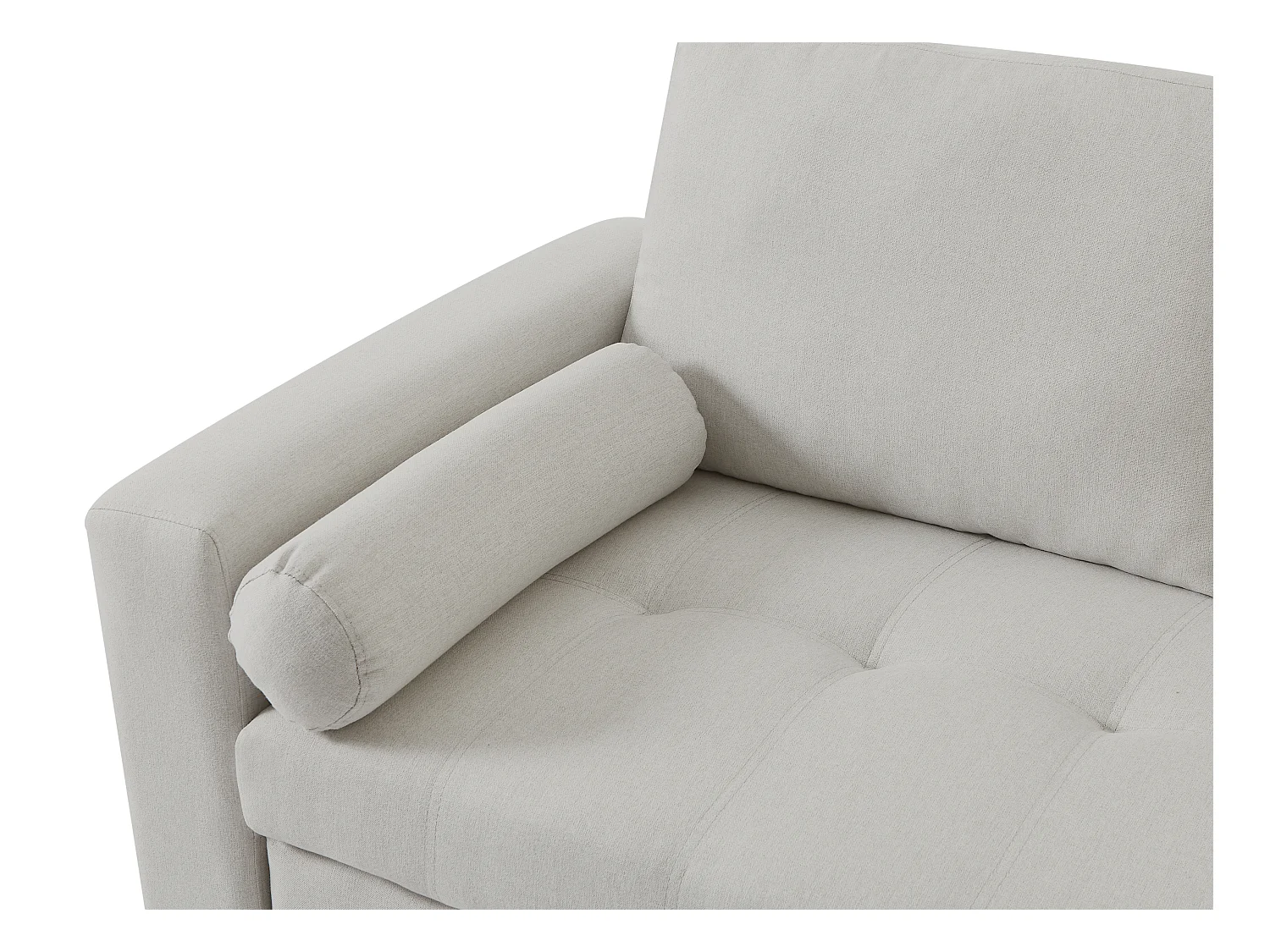 Canapé d'angle convertible et réversible en tissu beige avec coffre de rangement KORI