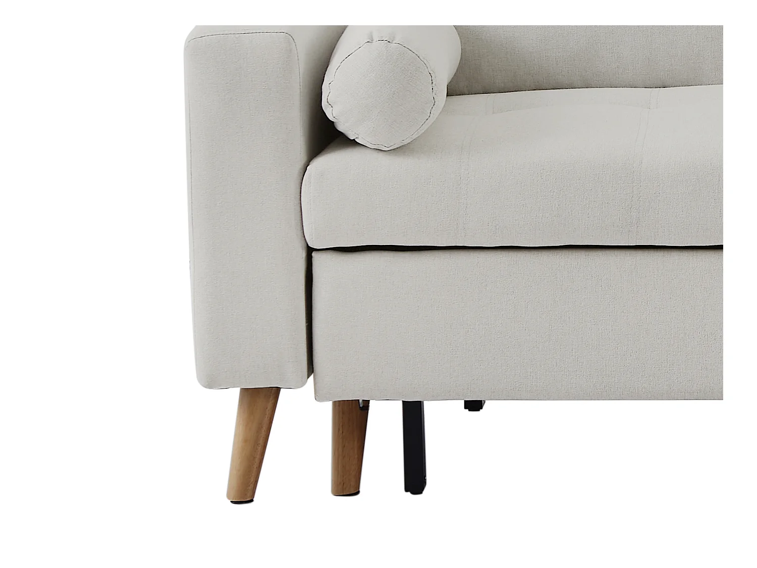 Canapé d'angle convertible et réversible en tissu beige avec coffre de rangement KORI
