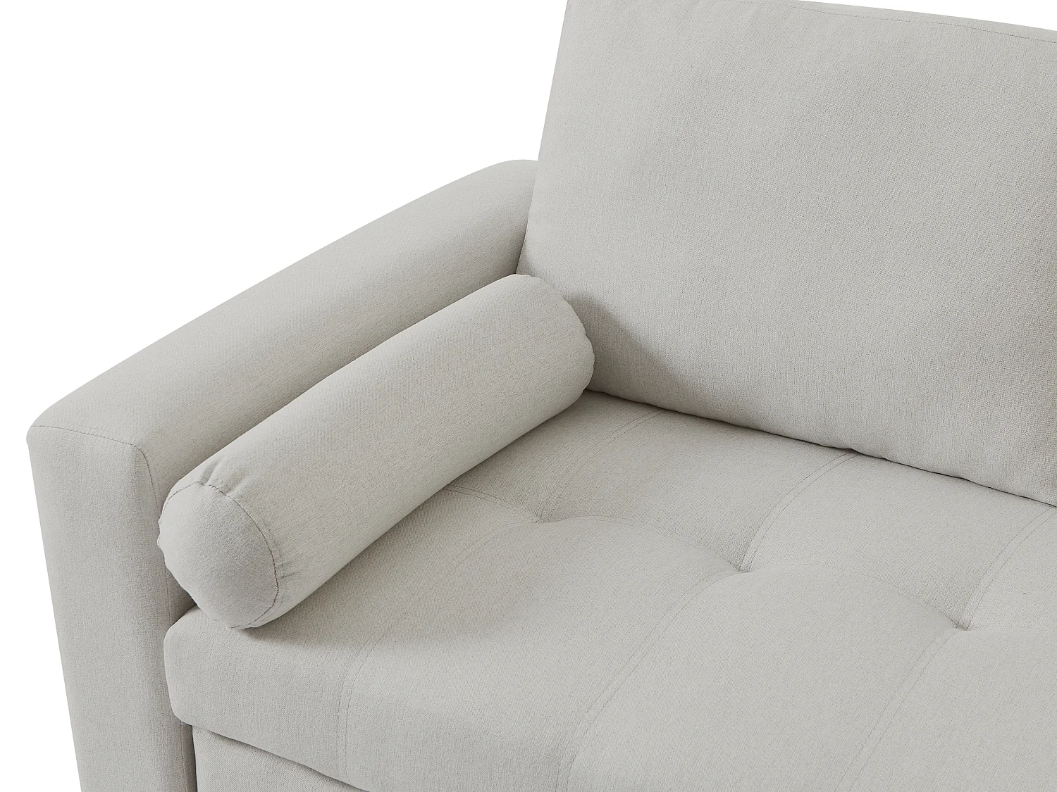 Canapé d'angle convertible et réversible en tissu beige avec coffre de rangement KORI