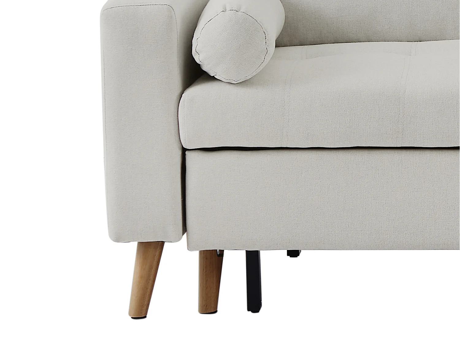 Canapé d'angle convertible et réversible en tissu beige avec coffre de rangement KORI