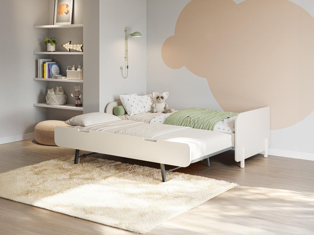 Ausziehbett - 2 x 90 x 190 cm - MDF & Kiefernholz - Holzfarben & Beige - TA günstig online kaufen