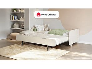 Utdragbar säng 2 x 90 x 190 cm - MDF och tall - Färger: Natur och beige - TALUDO