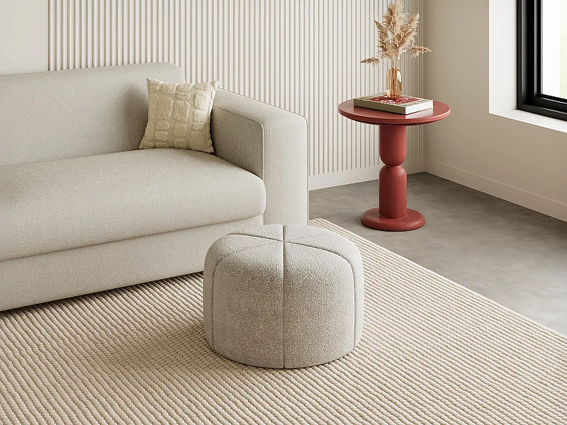 Pouf en tissu bouclette crème ZOFIRA