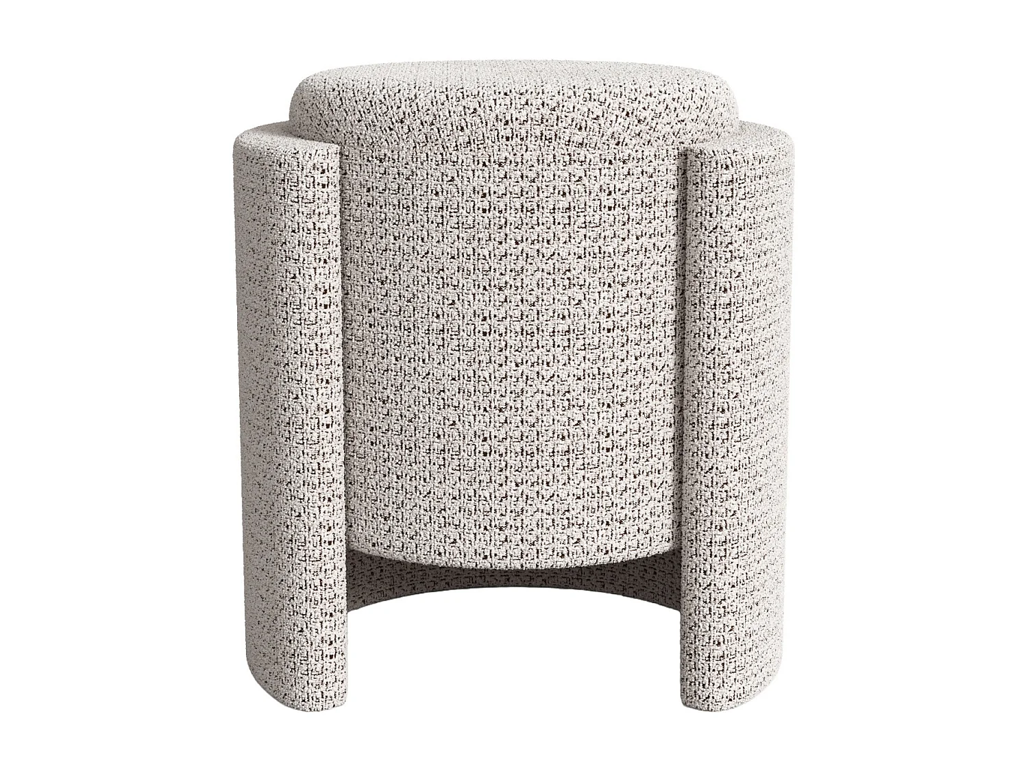 Pouf en tissu chiné blanc et noir MIALARA