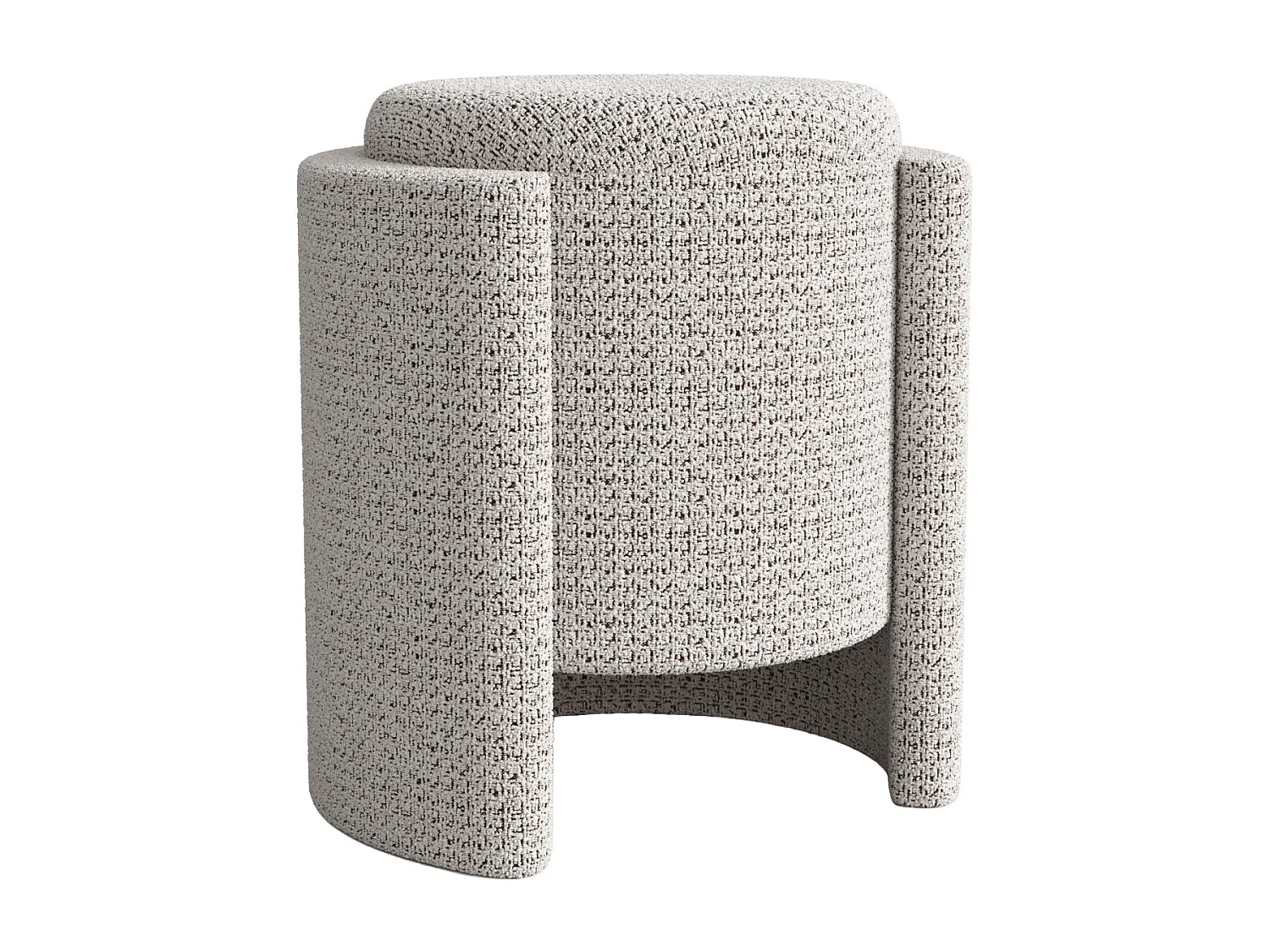 Pouf en tissu chiné blanc et noir MIALARA