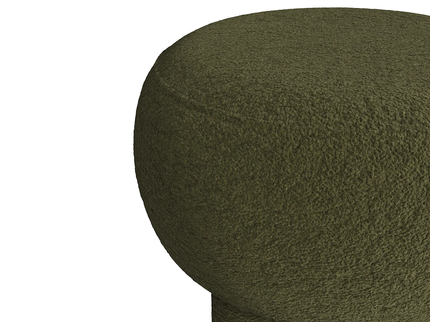 Pouf en tissu bouclette kaki NOLORA