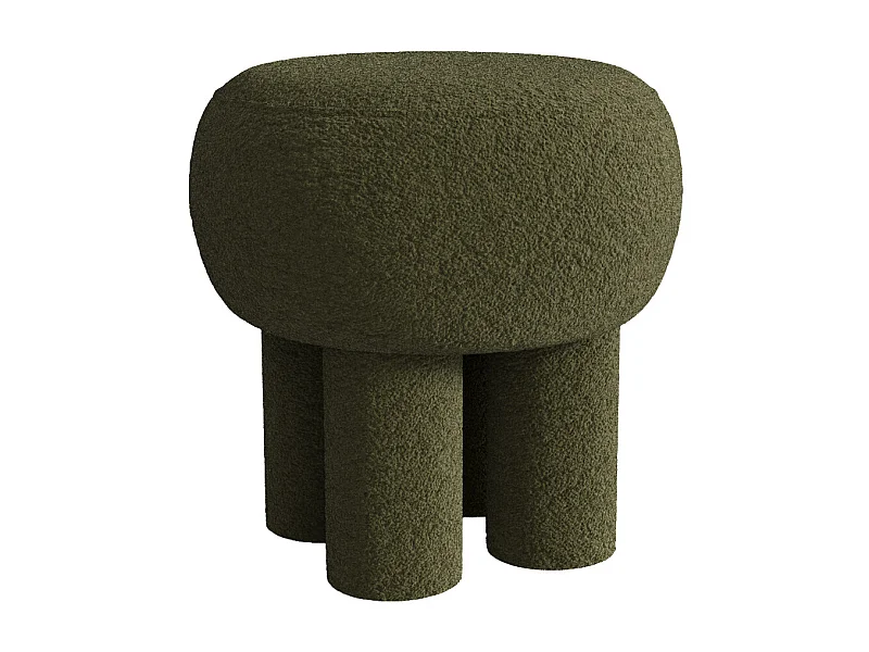 Pouf en tissu bouclette kaki NOLORA