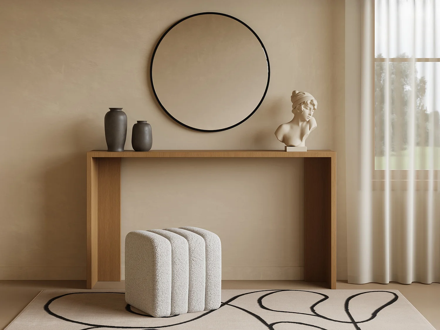 Pouf en tissu bouclette blanc DOREVO