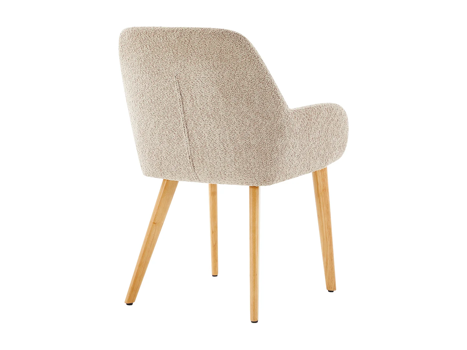 Lot de 2 chaises avec accoudoirs en tissu bouclette et bois d'hévéa - Taupe et naturel clair - VALENYO