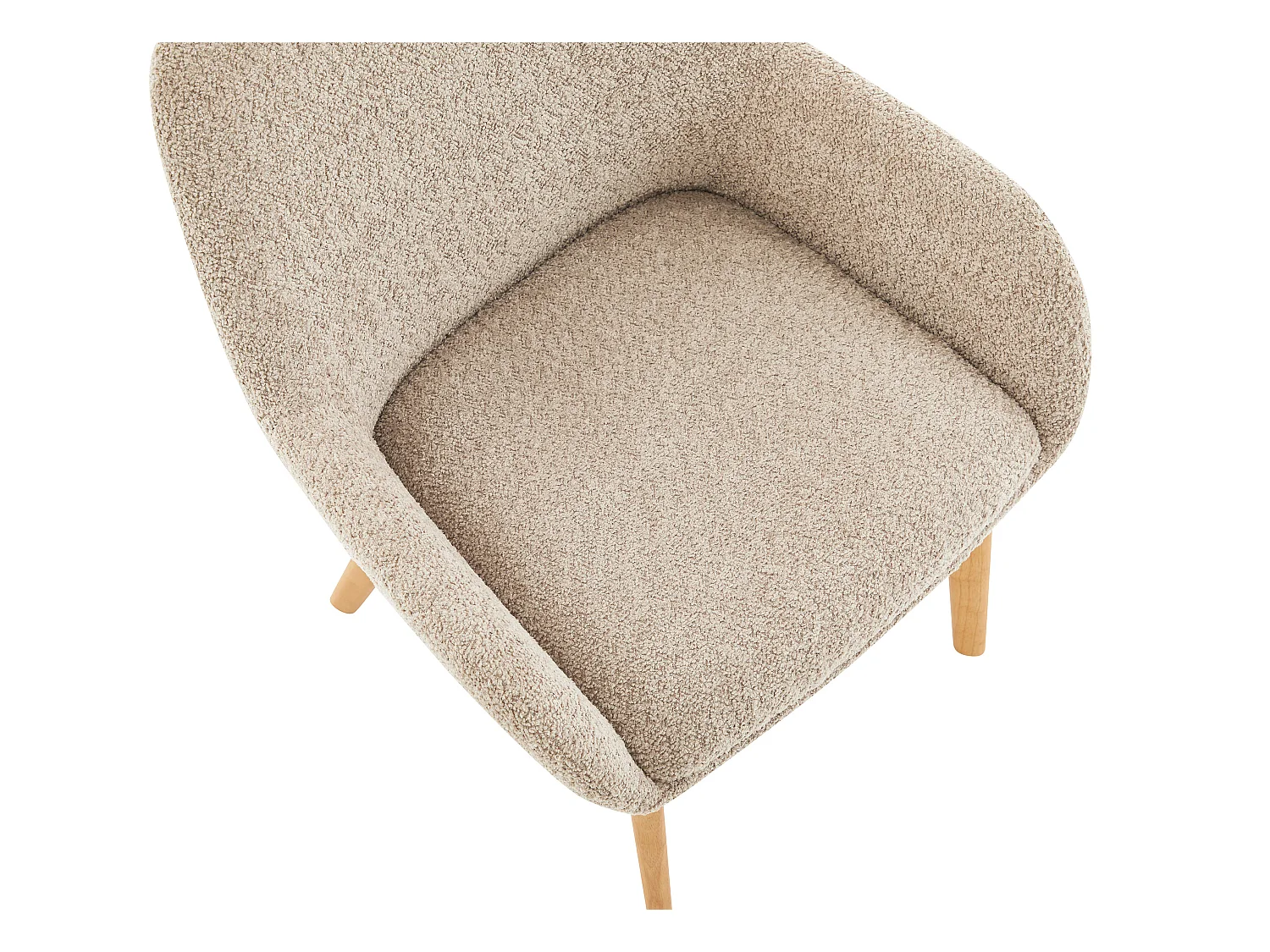 Lot de 2 chaises avec accoudoirs en tissu bouclette et bois d'hévéa - Taupe et naturel clair - VALENYO