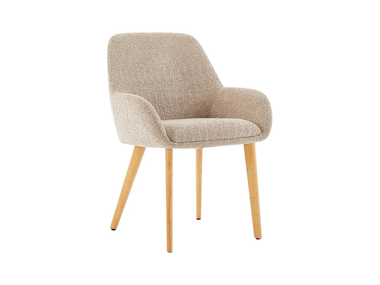 Set med 2 stolar med armstöd i bouclé-tyg och gummiskogsträd - Taupe och ljus natur - VALENYO