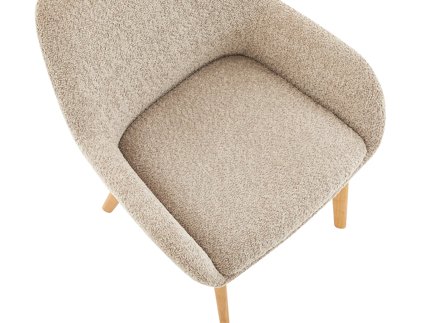 Set med 2 stolar med armstöd i bouclé-tyg och gummiskogsträd - Taupe och ljus natur - VALENYO