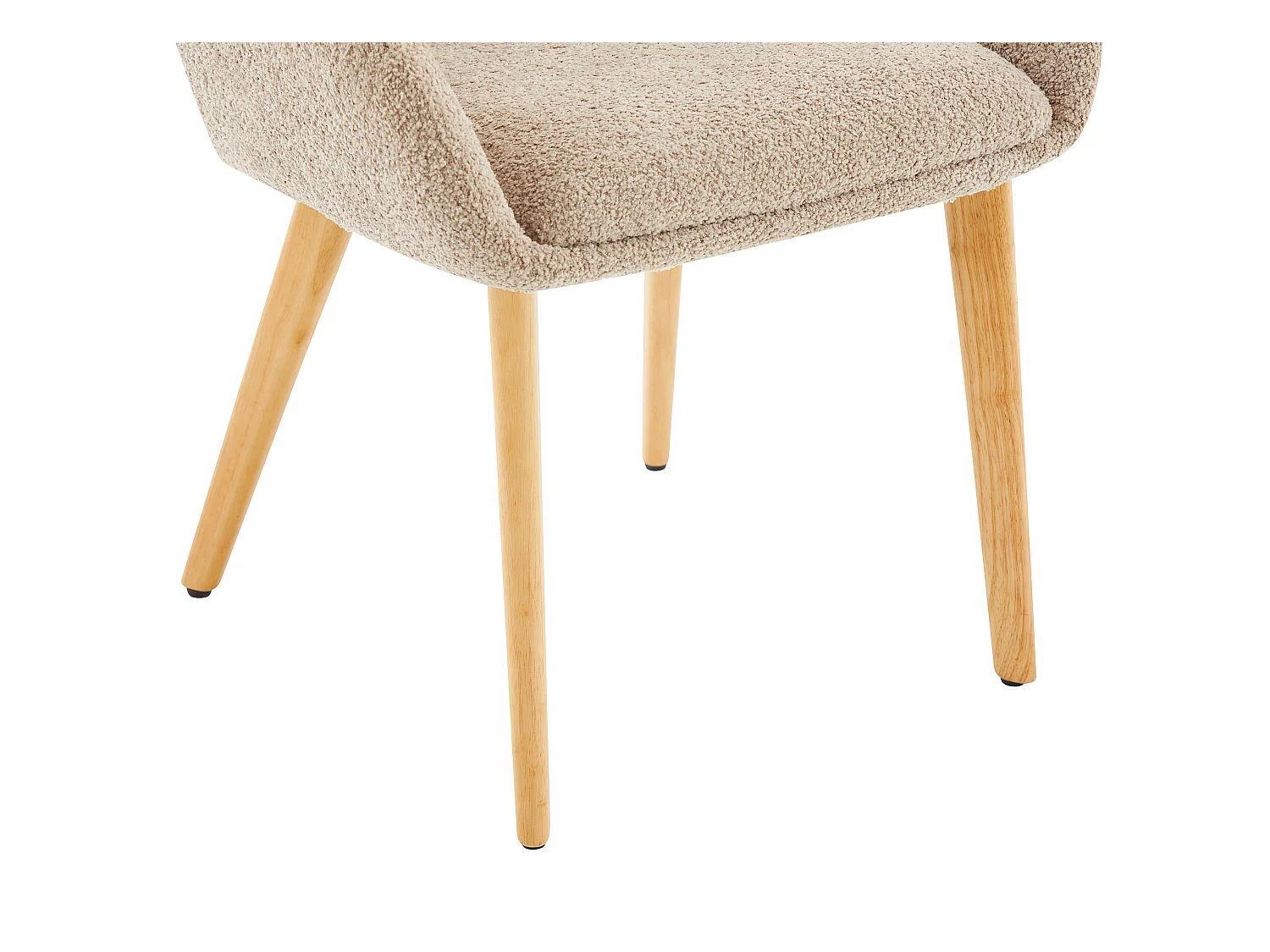 Set med 2 stolar med armstöd i bouclé-tyg och gummiskogsträd - Taupe och ljus natur - VALENYO