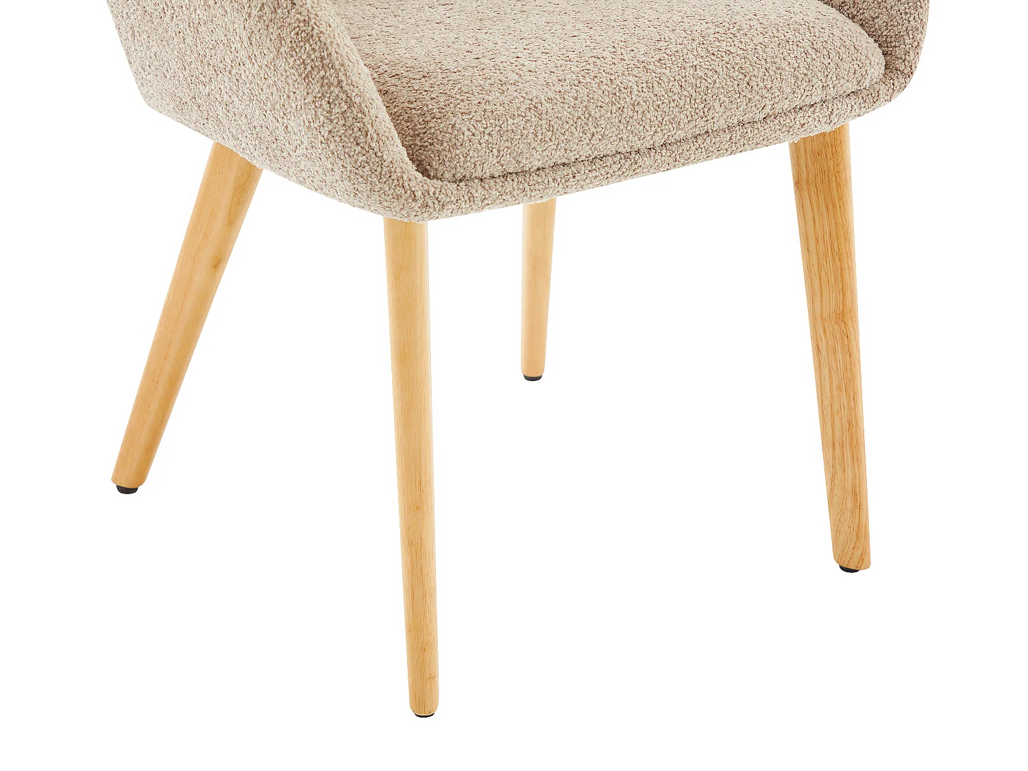 Set med 2 stolar med armstöd i bouclé-tyg och gummiskogsträd - Taupe och ljus natur - VALENYO