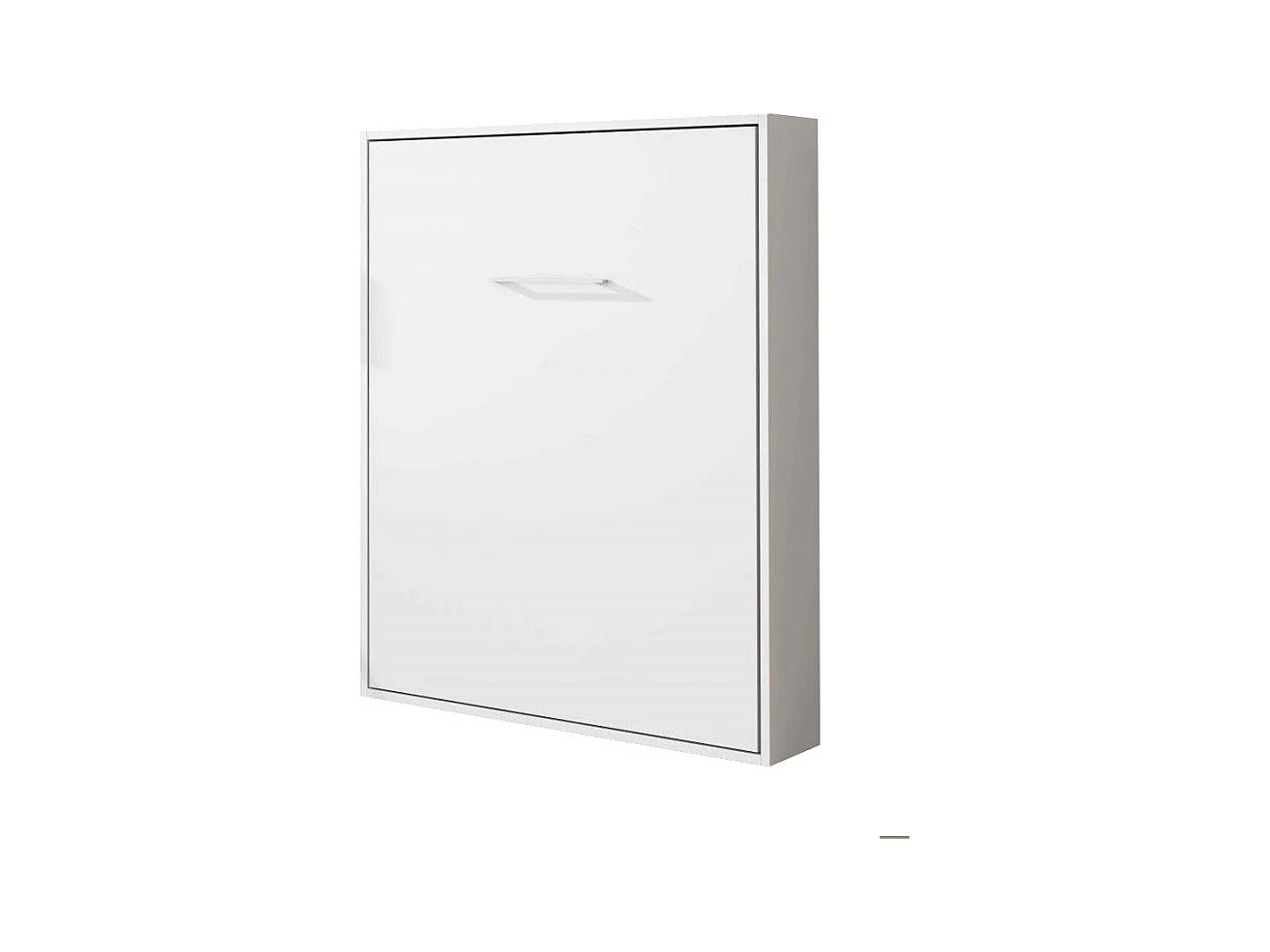 Lit escamotable vertical 160x200 avec étagères intérieures Paola-Avec matelas-Encadrement Blanc-Façade Blanche