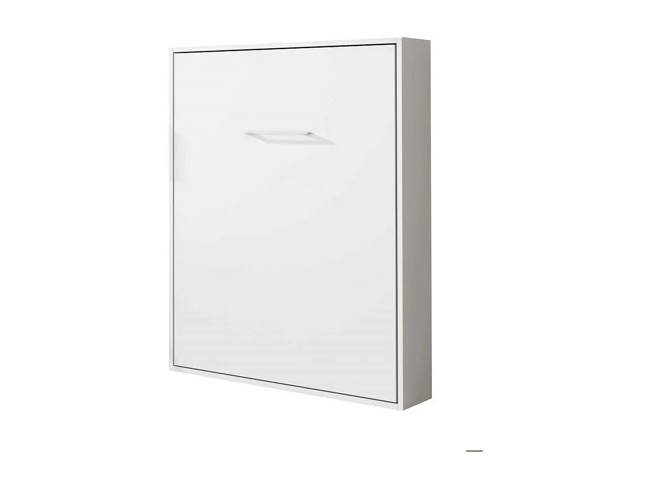 Lit escamotable vertical 160x200 avec étagères intérieures Paola-Avec matelas-Encadrement Blanc-Façade Blanche