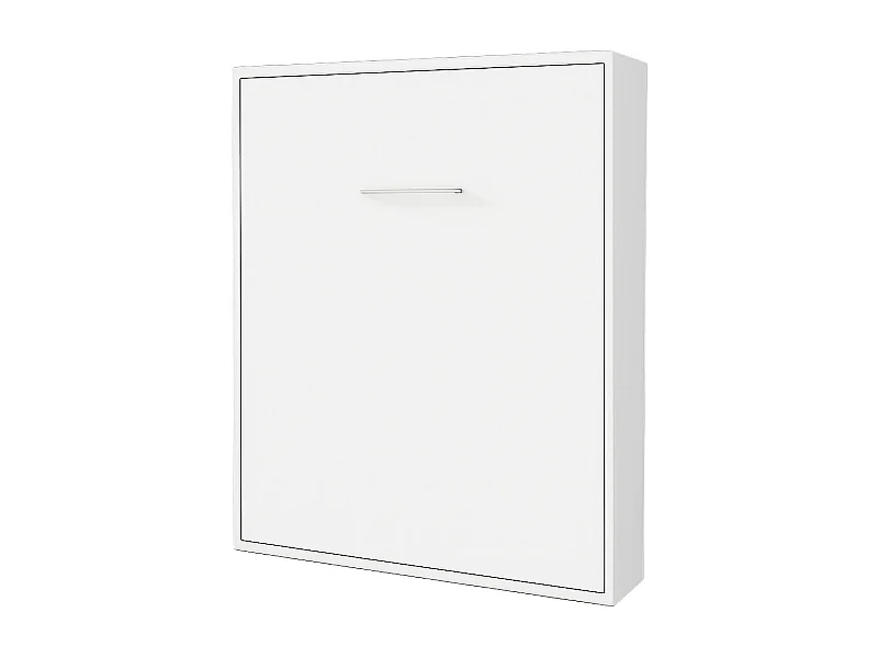 Lit escamotable vertical avec étagères intérieures PAOLA-Avec matelas-160x200-Cadre Blanc-Façade Blanche