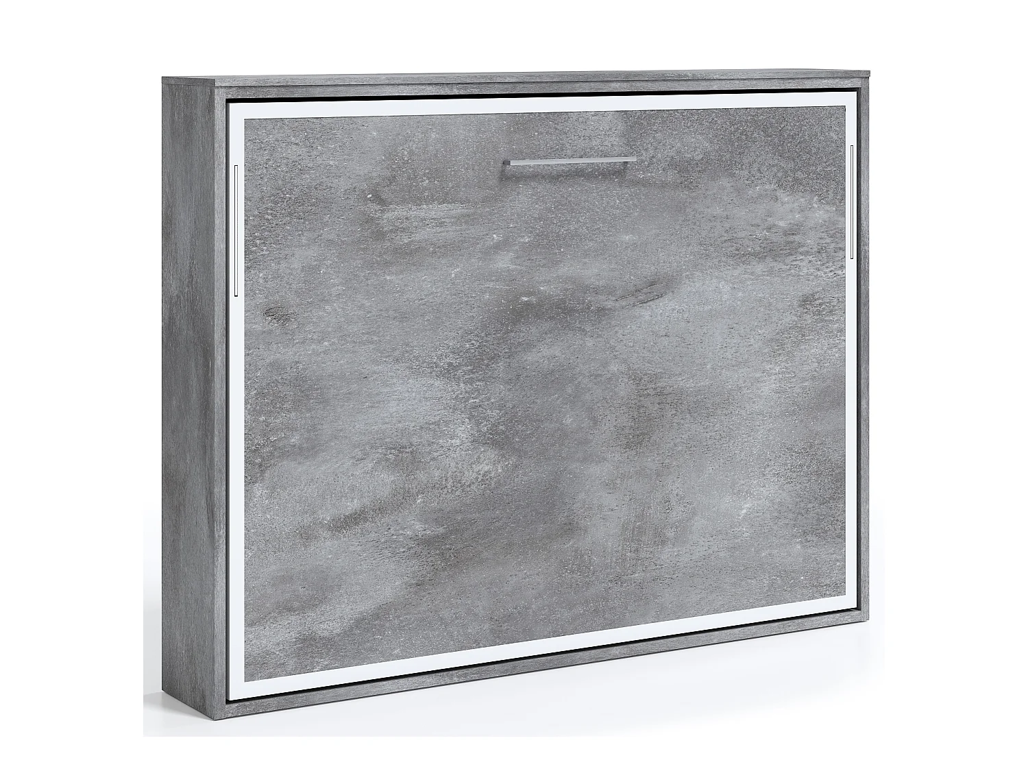 Lit escamotable horizontal 160x200 Angelina-Avec matelas-Encadrement Ciment-Façade Ciment